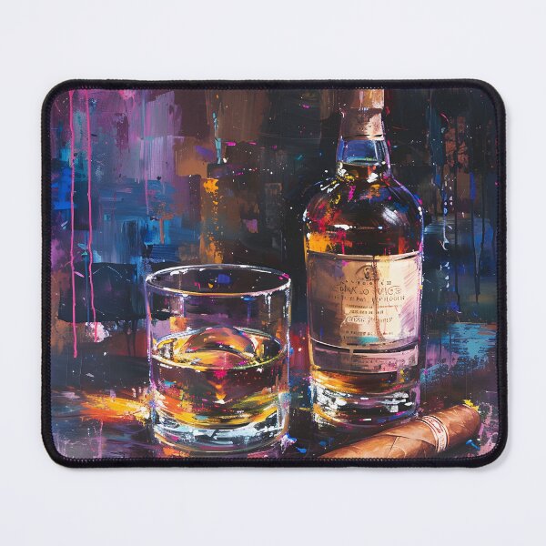 Item preview, Vintage Whiskey Serenade- Amber Glow, Lit Cigar, and Abstract Harmony AI Generated designed and sold by OlfactoART Studio.