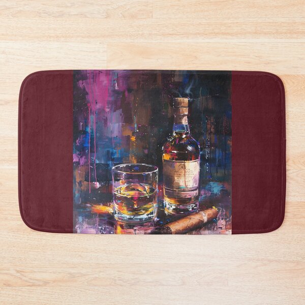 Artikelvorschau, Vintage-Whisky-Serenade – bernsteinfarbenes Leuchten, brennende Zigarre und abstrakte Harmonie, generiert durch KI entworfen und verkauft von OlfactoART Studio.
