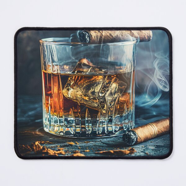 Item preview, Scottish Whisky Glass and Cigar Painting Reflecting the Allure of Fine Spirits and Luxury Indulgence designed and sold by OlfactoART Studio.