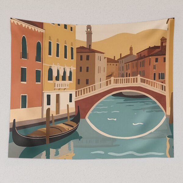 Item preview,  Venice in Italy travel illustration, canal designed and sold by VintageFlow.