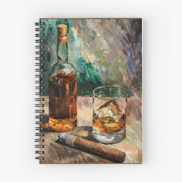 Artikelvorschau, Amber Elegance - Whisky, Glas und Zigarre in einer Pinselstrich-Symphonie Generative AI entworfen und verkauft von OlfactoART Studio.