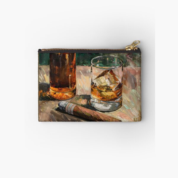 Artikelvorschau, Amber Elegance - Whisky, Glas und Zigarre in einer Pinselstrich-Symphonie Generative AI entworfen und verkauft von OlfactoART Studio.