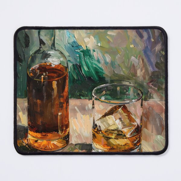 Artikelvorschau, Amber Elegance - Whisky, Glas und Zigarre in einer Pinselstrich-Symphonie Generative AI entworfen und verkauft von OlfactoART Studio.