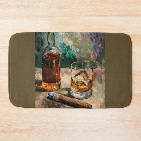 Artikelvorschau, Amber Elegance - Whisky, Glas und Zigarre in einer Pinselstrich-Symphonie Generative AI entworfen und verkauft von OlfactoART Studio.