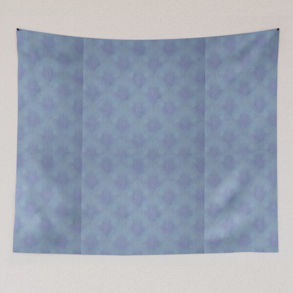 Item preview, Gentle elegance Abstract floral motif in purple on a turquoise-light blue background designed and sold by Frostquest.