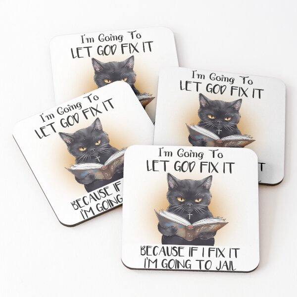 Item preview, Divine Feline: Cat Reading the Holy Book - Letting God fix It - Faithful Design designed and sold by Soundness34.