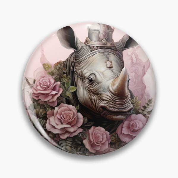 Aperçu de l'œuvre Rhino parmi les fleurs roses créée et vendue par BorczVisuals.