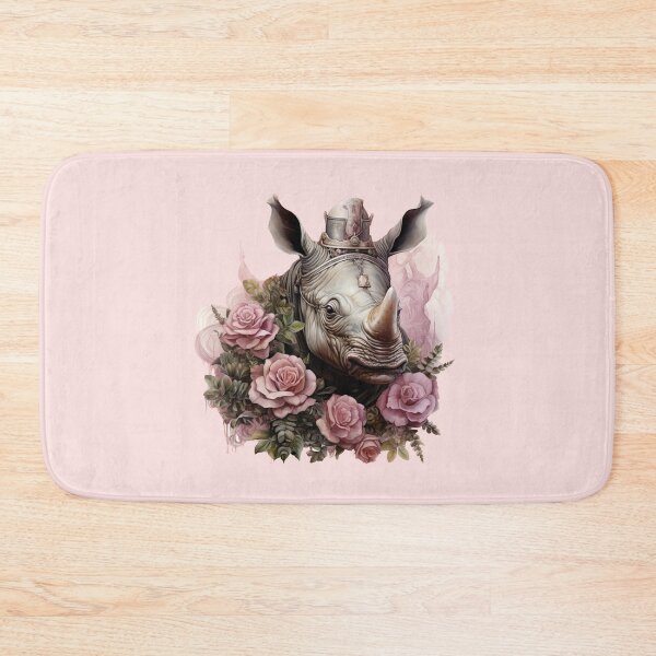 Item preview, Rhino Among Pink Blossoms designed and sold by BorczVisuals.