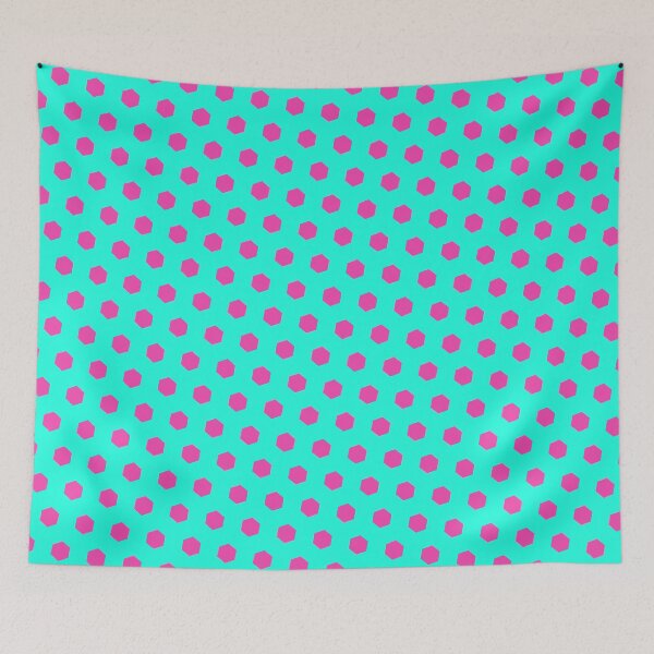 Item preview, Pink Repeating Hexagon Pattern Grid Teal Perpetual Outline designed and sold by Alchemy-A-La-G.