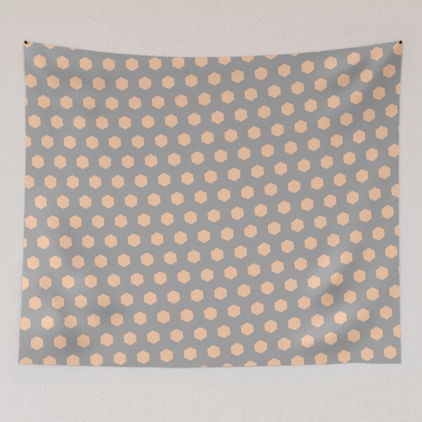 Item preview, Peach Repeating Hexagon Pattern Grid Grey Perpetual Outline designed and sold by Alchemy-A-La-G.
