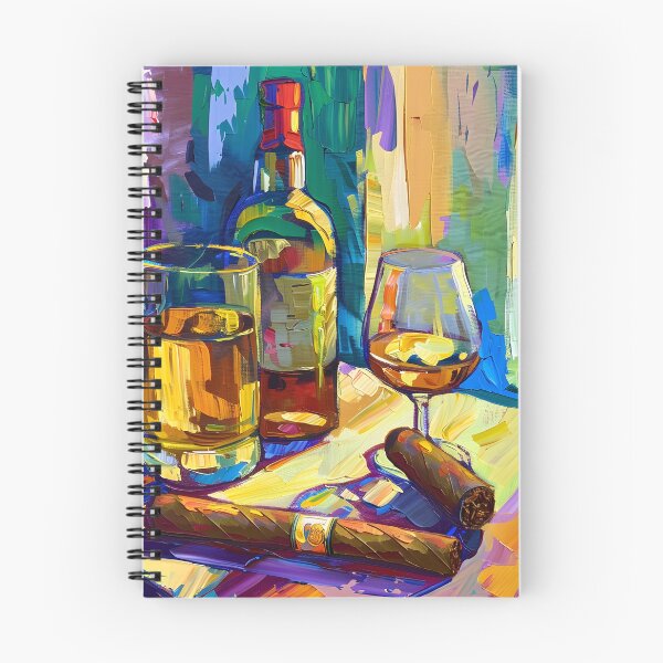 Item preview, Dynamic Still Life - Whiskey and Cigar in Post-Impressionism and Dynamic Expressive Style designed and sold by OlfactoART Studio.