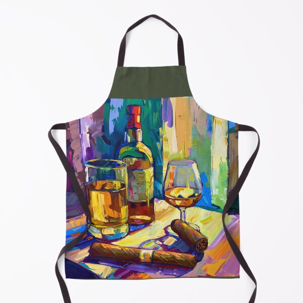 Item preview, Dynamic Still Life - Whiskey and Cigar in Post-Impressionism and Dynamic Expressive Style designed and sold by OlfactoART Studio.