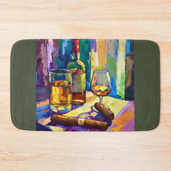 Item preview, Dynamic Still Life - Whiskey and Cigar in Post-Impressionism and Dynamic Expressive Style designed and sold by OlfactoART Studio.