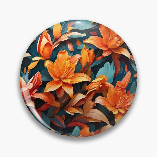 Item preview, Orange Lily seamless pattern retro vintage 80s design designed and sold by BorgSpareParts.