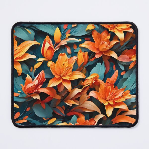Item preview, Orange Lily seamless pattern retro vintage 80s design designed and sold by BorgSpareParts.