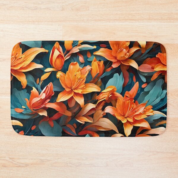 Item preview, Orange Lily seamless pattern retro vintage 80s design designed and sold by BorgSpareParts.