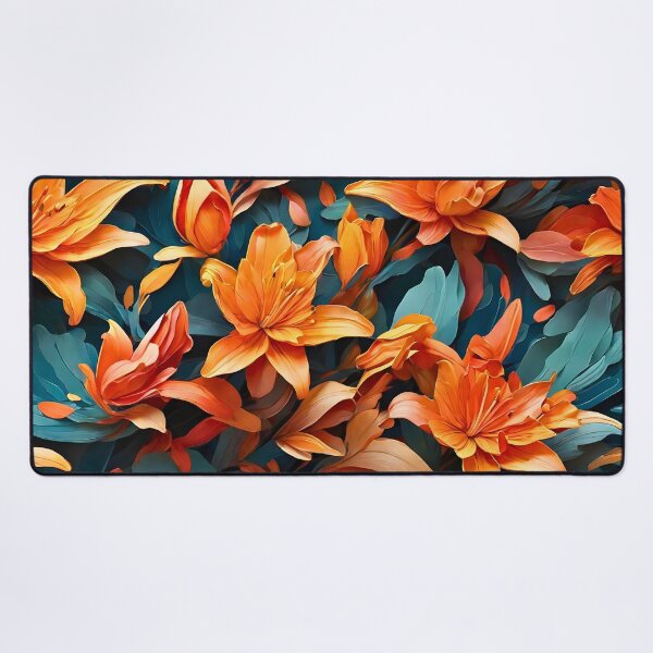 Item preview, Orange Lily seamless pattern retro vintage 80s design designed and sold by BorgSpareParts.
