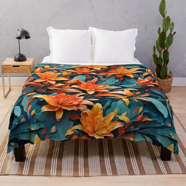 Item preview, Orange Lily seamless pattern retro vintage 80s design designed and sold by BorgSpareParts.