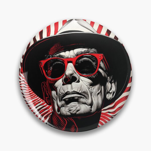 Item preview, Hunter S. Thompson Black and Red Op Art designed and sold by Mystikos Art.