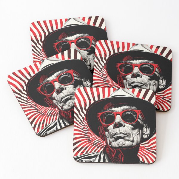 Item preview, Hunter S. Thompson Black and Red Op Art designed and sold by Mystikos Art.