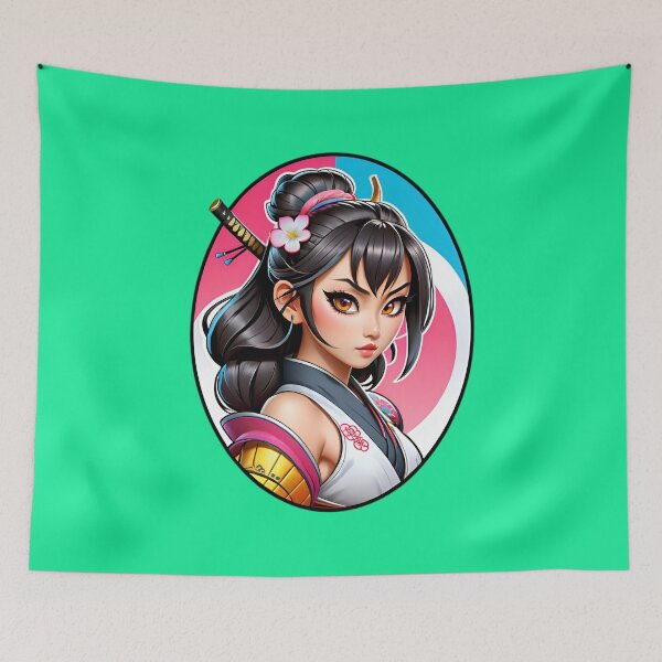 Aperçu de l'œuvre Cute Anime Samurai Warrior Girl créée et vendue par TheArtOfPat.