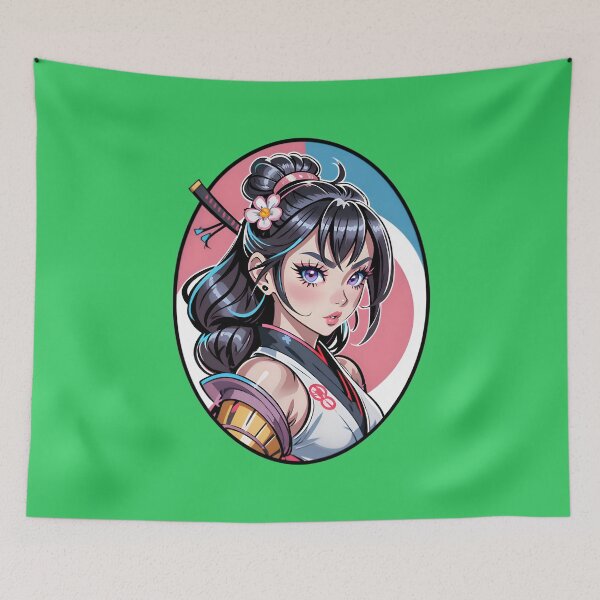 Aperçu de l'œuvre Cute Anime Samurai Warrior Girl créée et vendue par TheArtOfPat.