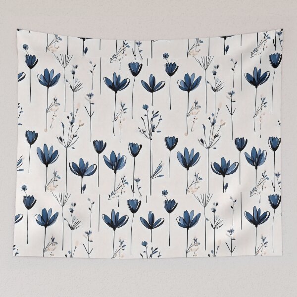 Item preview, Floating Blue Flowers designed and sold by Zenvo.