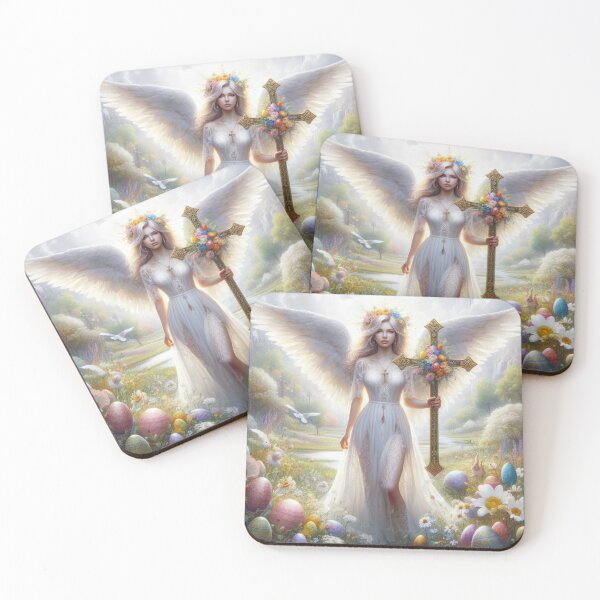 Item preview, angel with cross happy magical fantasy  easter landscape designed and sold by Expressions-Sel.