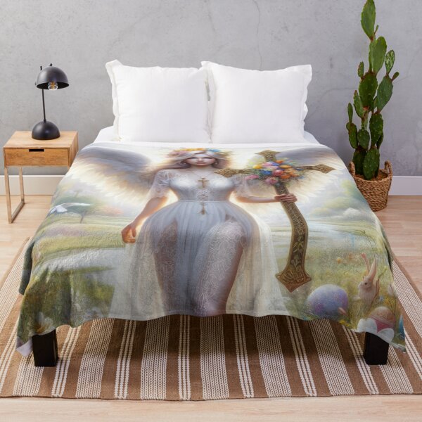Item preview, angel with cross happy magical fantasy easter landscape designed and sold by Expressions-Sel.
