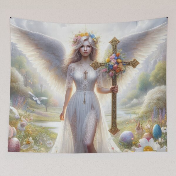 Item preview, angel with cross happy magical fantasy  easter landscape designed and sold by Expressions-Sel.