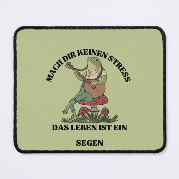 Item preview, Sei nicht gestresst - Das Leben ist ein Segen |  Frog Playing Musical Instrument Illustration | Pastel Green Background designed and sold by RM-Journey.