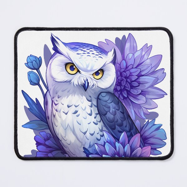 Item preview, Snowy Owl with Purple Dahlia Flowers designed and sold by Tabble-Dabble.