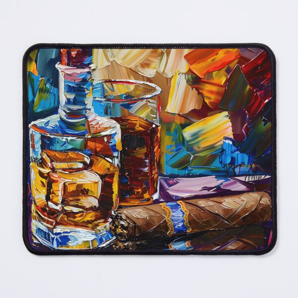 Item preview, Abstract Whiskey and Cuban Cigar Artistic Fusion- Vibrant Colors and Bold Brushstrokes designed and sold by OlfactoART Studio.