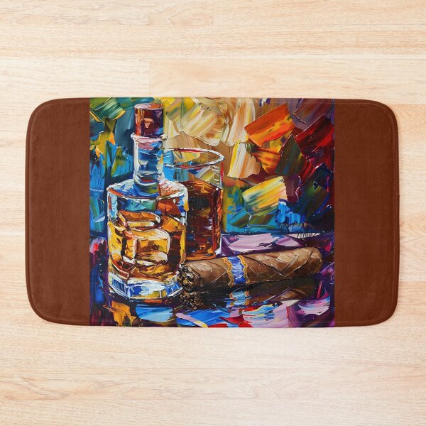 Artikelvorschau, Abstrakter Whisky und kubanische Zigarre – künstlerische Fusion – lebendige Farben und kräftige Pinselstriche entworfen und verkauft von OlfactoART Studio.