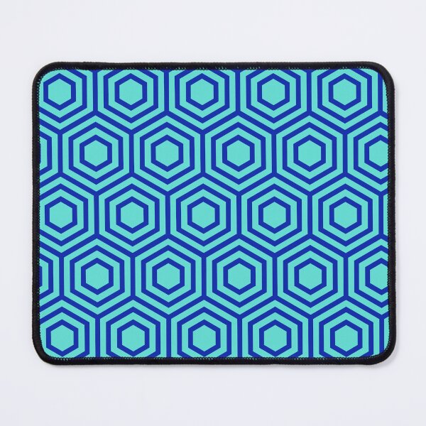 Item preview, Blue Repeating Hexagon Pattern Grid Teal Perpetual Outline designed and sold by Alchemy-A-La-G.