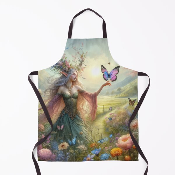 Artikelvorschau, weiblicher Elf mit Schmetterling und Blumen glückliche Fantasie -Osterlandschaft entworfen und verkauft von Expressions-Sel.