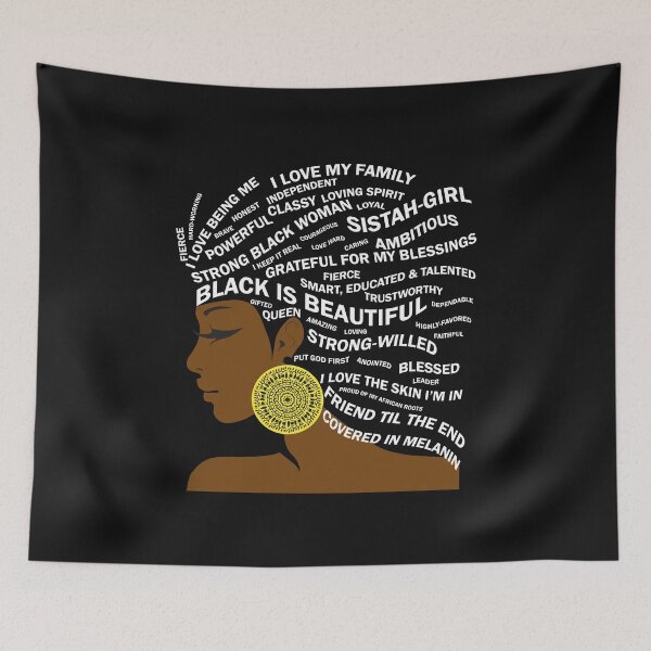 Item preview, Black is Beautiful Typography Hair Art for Black Women designed and sold by blackartmatters.