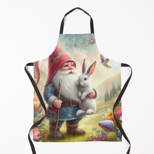 Item preview, gnome with a bunny happy fantasy easter landscape designed and sold by Expressions-Sel.
