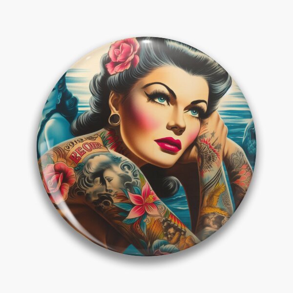 Item preview, Beauty Tattoo Pin-up designed and sold by PulpVintage.