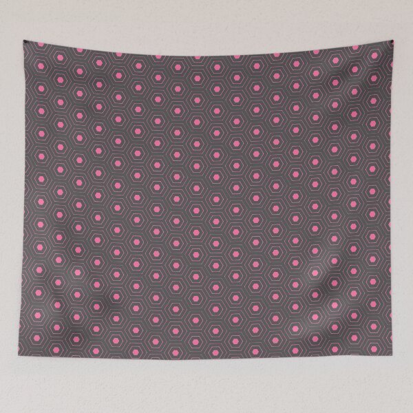 Item preview, Pink Repeating Hexagon Pattern Grid Grey Perpetual Outline designed and sold by Alchemy-A-La-G.