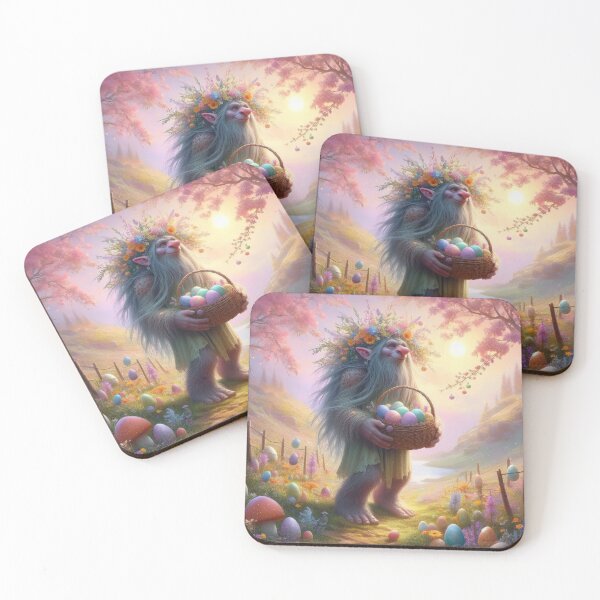 Item preview, troll with a basket of eggs happy fantasy easter landscape designed and sold by Expressions-Sel.