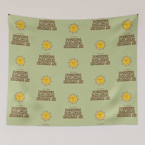 Item preview, Ich ziehe positive heilende Energie an | Sun Illustration | Pastel Green Background designed and sold by RM-Journey.