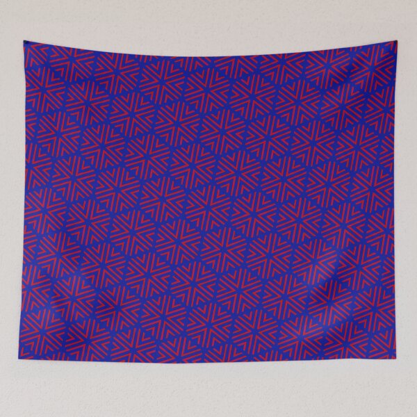 Item preview, Red Triangle Hexagons Segmented Symbols Blue Perpetual Outline designed and sold by Alchemy-A-La-G.