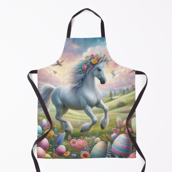 Item preview, White horse happy fantasy easter landscape designed and sold by Expressions-Sel.