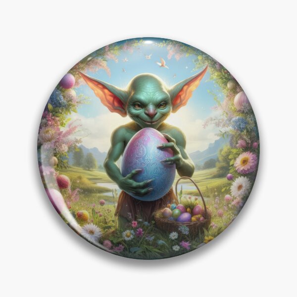 Item preview, goblin with easter egg happy fantasy easter landscape designed and sold by Expressions-Sel.