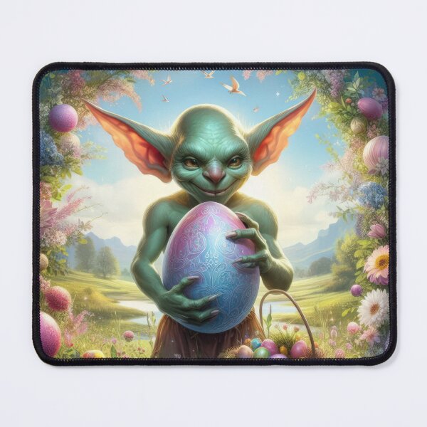 Item preview, goblin with easter egg happy fantasy easter landscape designed and sold by Expressions-Sel.