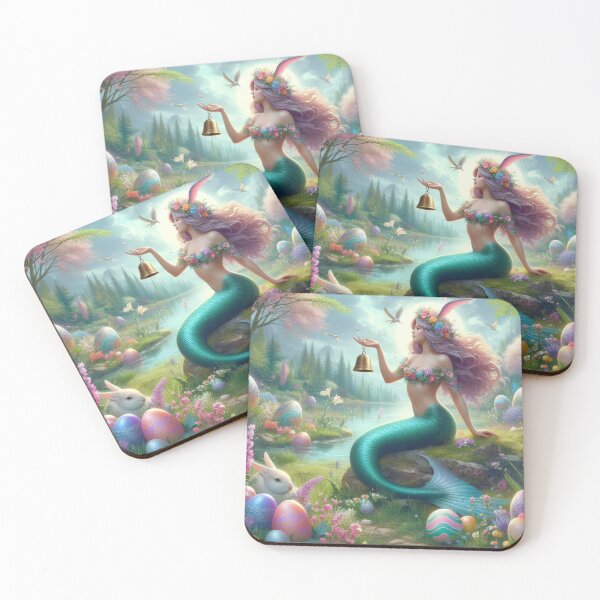 Item preview, mermaid with a bell happy fantasy easter landscape designed and sold by Expressions-Sel.