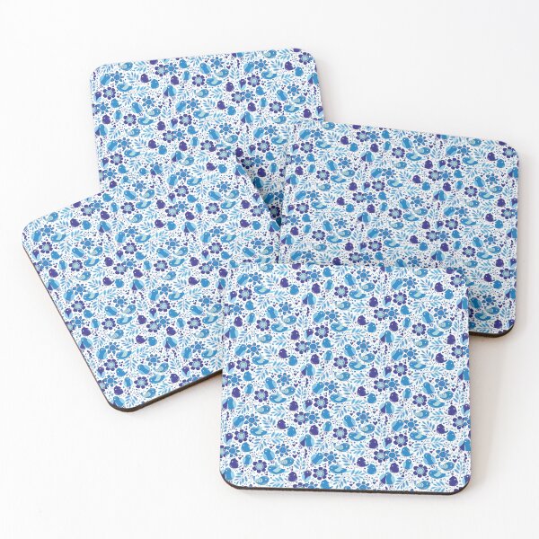 Item preview, Blue Wings: Playful Pattern with Cute Colorful Birds designed and sold by hjian8219.