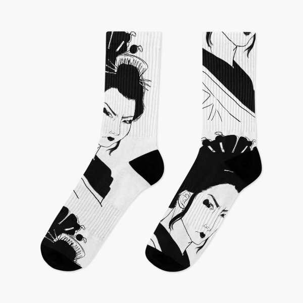 Item preview, Geisha white background - black and white designed and sold by Leeh-designs.