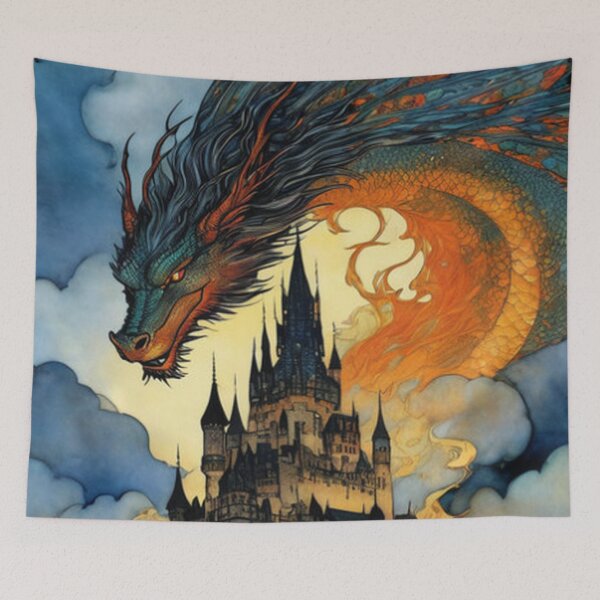 Item preview, Classic Vinatge Dragon and Castle designed and sold by TheDarkWardrobe.